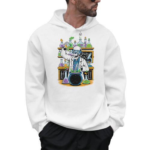 Skeleton Mad Scientist Halloween Costume Science Teacher Men Hoodie - teacherstshirts.com UK