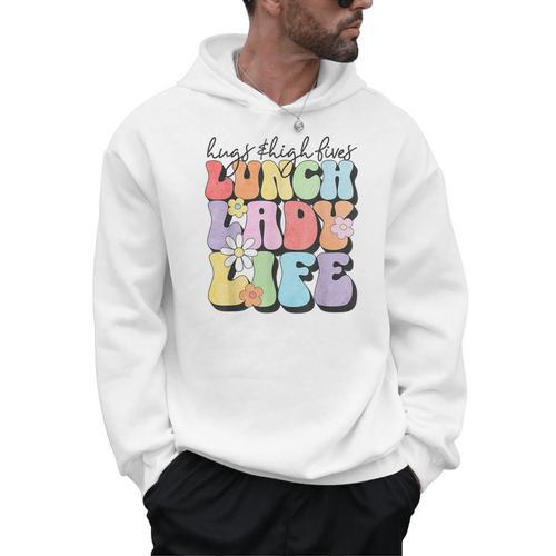Soul Bleach Teacher Staff First Day Of School Last Hugs & High Fives Lunch Lady Vibes Blue Classic Fit Men Hoodie - teacherstshirts.com AU