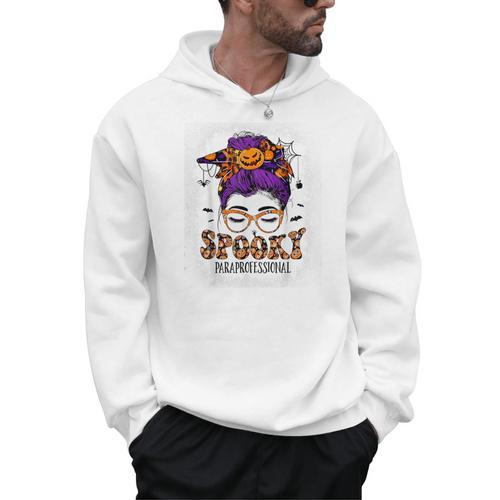 Spooky Paraprofessional Life Halloween Messy Bun Teacher For Men Women Men Hoodie - teacherstshirts.com AU