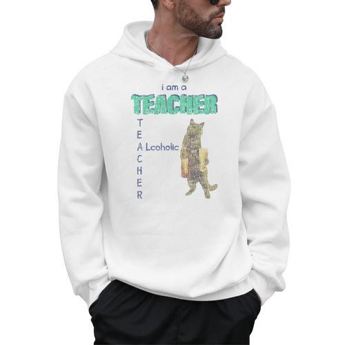 I Am A Teacher Alcoholic Cat Beer Feline Men Women Men Hoodie - teacherstshirts.com