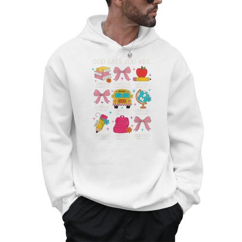 Teacher Christian God Says I Am Faith Religious Bible Verse Men Hoodie - teacherstshirts.com UK