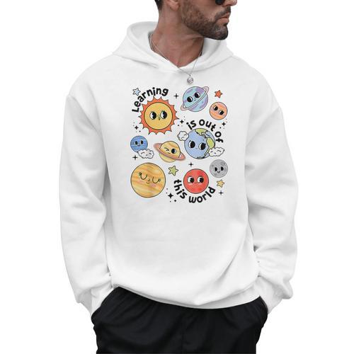 Teacher Space Science Learning Is Out Of World Solar System Men Hoodie - teacherstshirts.com