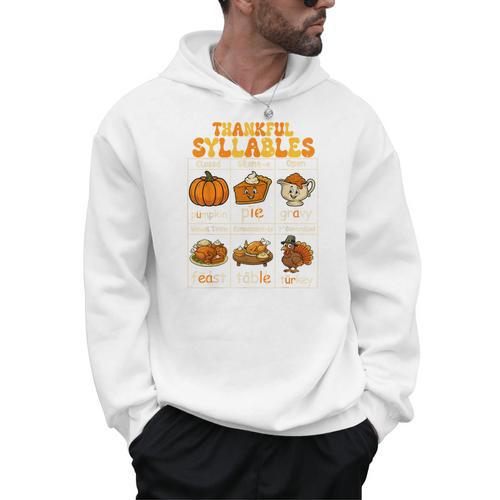 Thankful Syllables Teacher Thanksgiving Educational Kids Men Hoodie - teacherstshirts.com