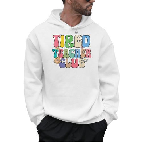 Tired Teachers Club Groovy Teachers Back To School Men Hoodie - teacherstshirts.com UK