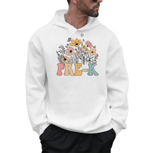 Wildflower Pre-K Preschool Team Floral Teacher Girls Men Hoodie - teacherstshirts.com