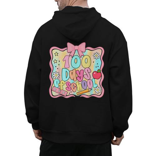 100 Days Of School Preppy 100th Day Of School Teacher Kids Men's Hoodie Back Print - teacherstshirts.com