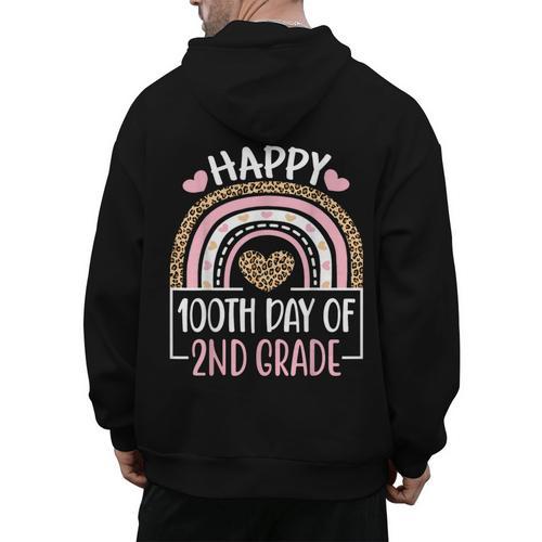 100th Day Of 2nd Grade 100 Days Of School Teacher Men's Hoodie Back Print - teacherstshirts.com DE