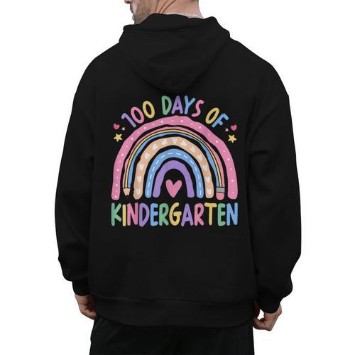100th Day Of Kindergarten Teacher Kids 100 Days Smarter Men's Hoodie Back Print - teacherstshirts.com