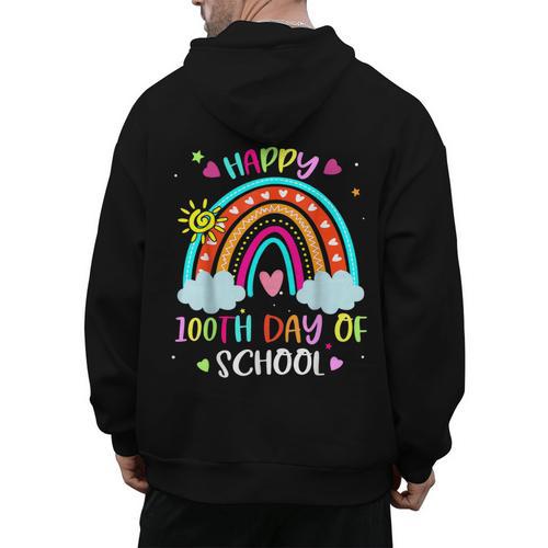 100th Day Of School Rainbow Happy 100 Days Smarter Teacher Men's Hoodie Back Print - teacherstshirts.com UK