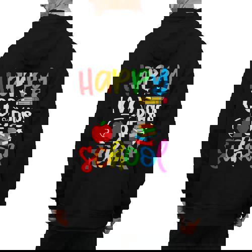 100th Day Of School Teachers Kids Girls Child Happy 100 Days Men&#x27;s Hoodie Back Print - teacherstshirts.com