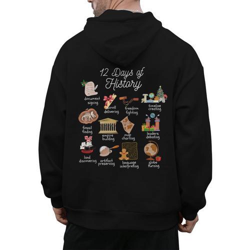 12 Day Of History Teacher Christmas Social Studies Student Men's Hoodie Back Print - teacherstshirts.com AU