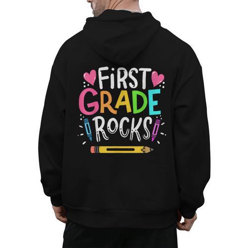 1st Grade Teacher Men's Hoodie Back Print - teacherstshirts.com