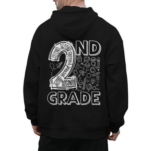 2nd Grade Typography Team 2nd Grade Teacher Back To School Men's Hoodie Back Print - teacherstshirts.com CA
