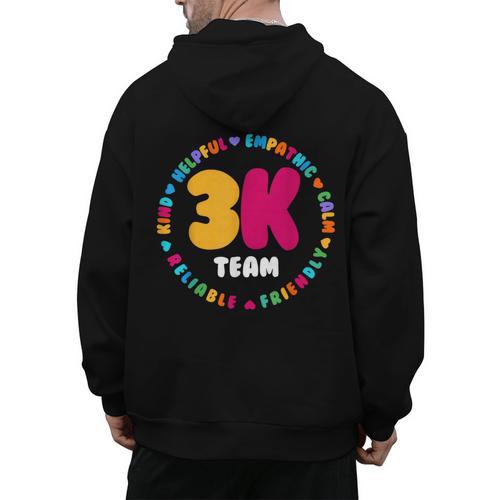 3K Team & Teacher Squad Threes Crew PreK Elementary Team Men's Hoodie Back Print - teacherstshirts.com UK