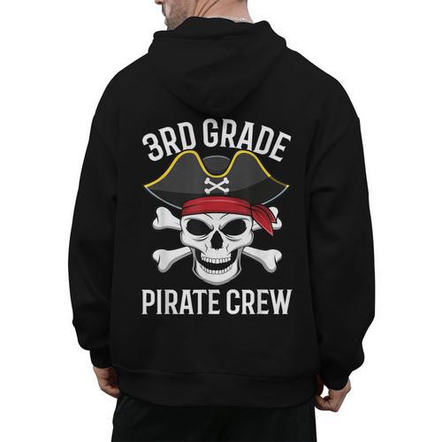 3rd Grade Pirate Crew Halloween Costume Student Teacher Men's Hoodie Back Print - teacherstshirts.com