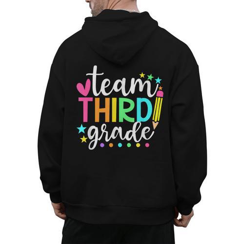 3rd Grade Team Pencil Teacher Student Back To School Girls Men's Hoodie Back Print - teacherstshirts.com