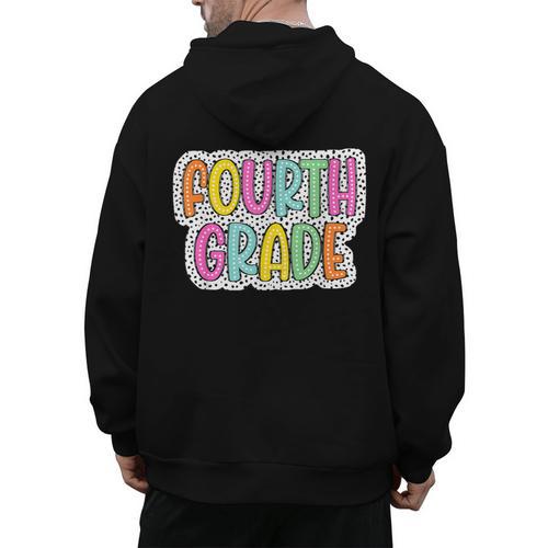 4th Grade Back To School Dalmatian Dots Teacher Student Men's Hoodie Back Print - teacherstshirts.com CA