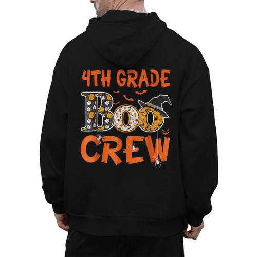 4th Grade Boo Crew Teacher Student Halloween Men's Hoodie Back Print - teacherstshirts.com