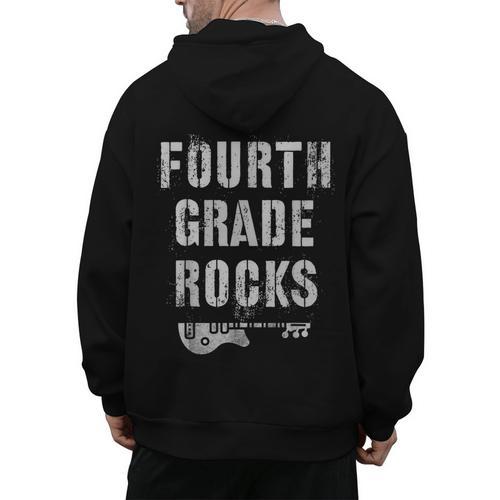 4th GRADE Rocks Teacher Rockstars I Teach Ready To Rock Men's Hoodie Back Print - teacherstshirts.com DE