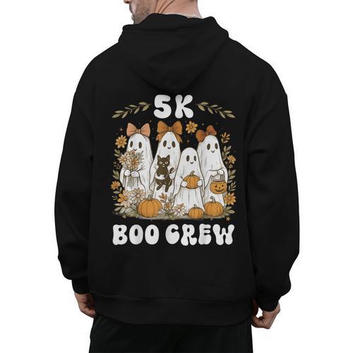 5K Boo Crew Halloween Teacher K5 Floral Ghost Trick Or Teach Men's Hoodie Back Print - teacherstshirts.com AU