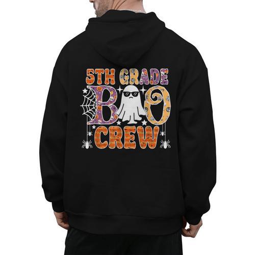 5th Grade Boo Crew Halloween Teachers Students Men's Hoodie Back Print - teacherstshirts.com DE