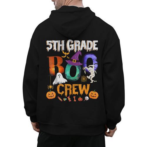 5th Grade Boo Crew Teacher Student Halloween Costume For Men Women Kids Men's Hoodie Back Print - teacherstshirts.com UK