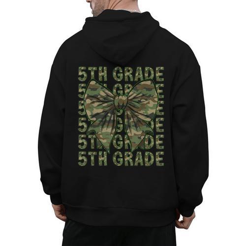 5th Grade Teacher Student Camo Bow Back To School Men's Hoodie Back Print - teacherstshirts.com AU