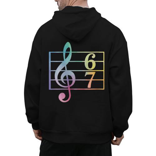 67 Music Meme Slang Six Seven Music Teacher Musician Men's Hoodie Back Print - teacherstshirts.com CA