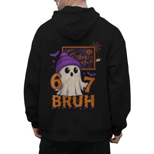 67 Teacher Halloween Ghost Six Seven Meme Math Equation Bruh Men's Hoodie Back Print - teacherstshirts.com AU
