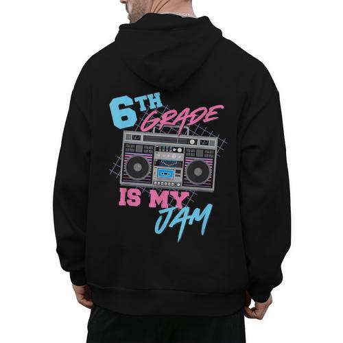 6th Grade Is My Jam Vintage 80s Boombox Teacher Student Men's Hoodie Back Print - teacherstshirts.com DE