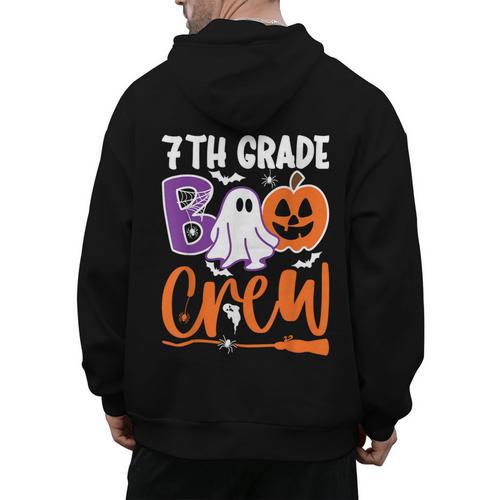 7th Grade Boo Crew Teacher Student Halloween Costume Men's Hoodie Back Print - teacherstshirts.com CA