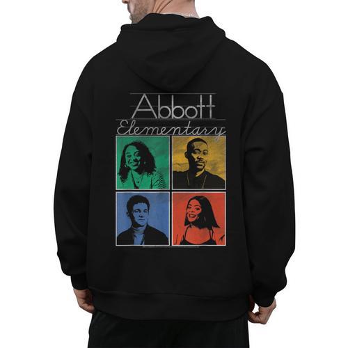 Abbott Elementary Colorful Pop Art Teachers TV Show Men's Hoodie Back Print - teacherstshirts.com UK