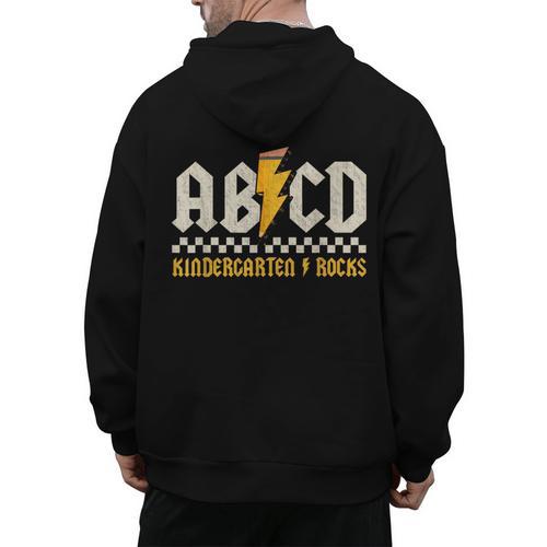ABCD Kindergarten Rocks Pencil Lightning Students Teachers Men's Hoodie Back Print - teacherstshirts.com UK