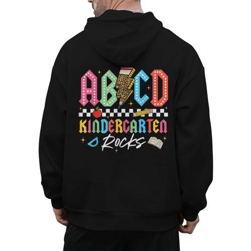 ABCD Kindergarten Rocks Pencil Lightning Teachers Rock Boys Men's Hoodie Back Print - teacherstshirts.com AU