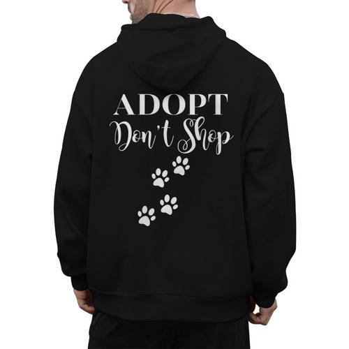 Adopt Animals Don't Shop For Them Men's Hoodie Back Print - Bostonterriersmerch.com