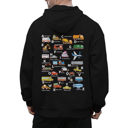 Alphabet Vehicles ABCs Learning Teachers Kids Boys Girls Men's Hoodie Back Print - teacherstshirts.com DE