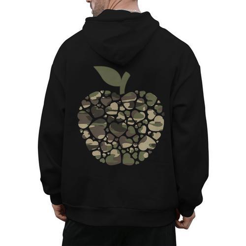 Apple Hearts Teacher Camouflage Clothing School Camo Apple For Men Women Girls Kids Men's Hoodie Back Print - teacherstshirts.com DE