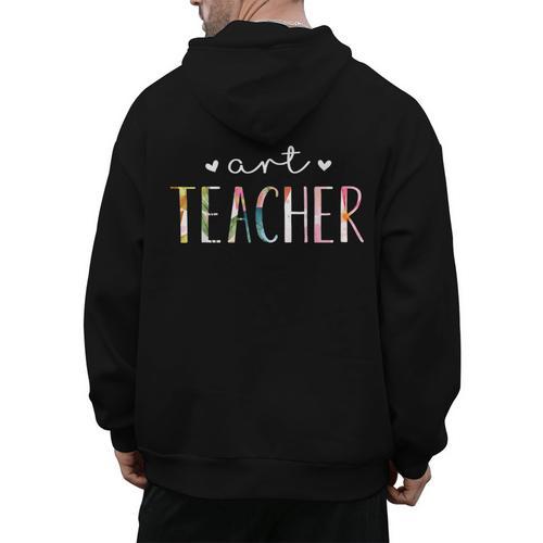 Art Teacher Cute Floral Men's Hoodie Back Print - teacherstshirts.com
