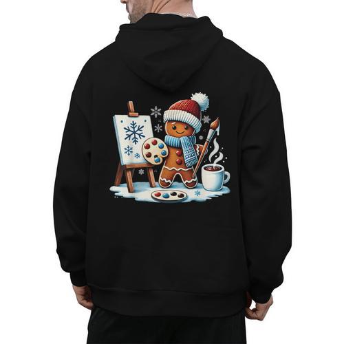 Artist Gingerbread Painter Art Teacher Student Christmas Men's Hoodie Back Print - teacherstshirts.com AU