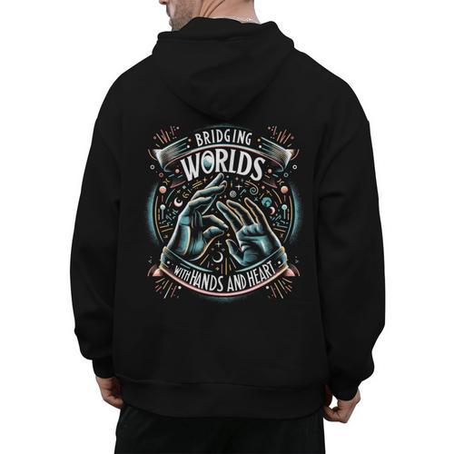 ASL Interpreter Deaf ASL Teacher American Sign Language Men's Hoodie Back Print - teacherstshirts.com UK