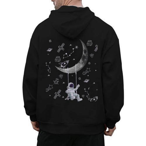 Astronaut Purple Moon Swing NASA Space Science Teacher Men's Hoodie Back Print - teacherstshirts.com AU