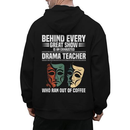 Theatre Teacher Drama Lover Theatre Mask Drama Teacher Men's Hoodie Back Print - teacherstshirts.com UK