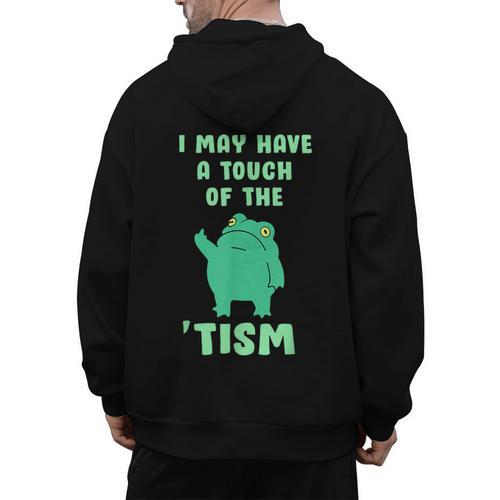 Autism Awareness Neurodiversity Teacher Frog I May Have A Touch Of The Tism Neurodivergent Small Men's Hoodie Back Print - teacherstshirts.com AU