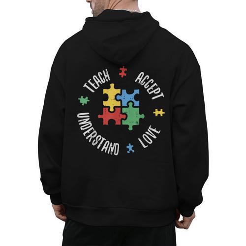 Autism Awareness Teacher Shirt Teach Accept Understand Love Men's Hoodie Back Print - teacherstshirts.com