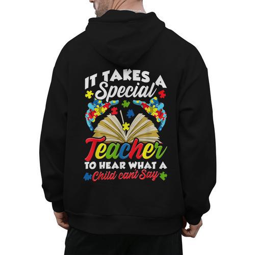 Autism Awareness Teacher Shirts It Takes A Special Teacher Men's Hoodie Back Print - teacherstshirts.com DE