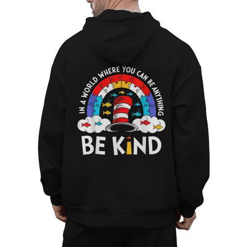 Autism Awareness For Teacher Why Fit In Doctor Cat Hat Cool Men's Hoodie Back Print - teacherstshirts.com AU