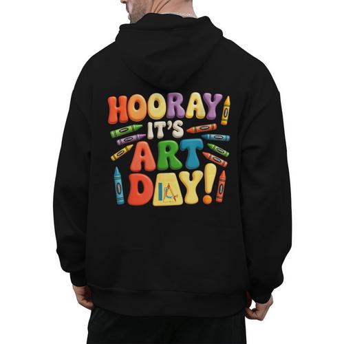 Back To School Hooray It's Art Day Art Teacher Artist Men's Hoodie Back Print - teacherstshirts.com UK