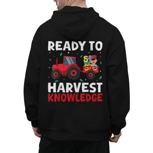 Back To School Teacher Farming Tractor Farmer Kids 100th Day Men's Hoodie Back Print - teacherstshirts.com