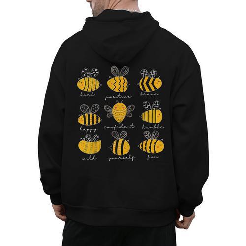 Bee Kind Positive Brave Happy Confident Humble Teacher Men's Hoodie Back Print - teacherstshirts.com CA