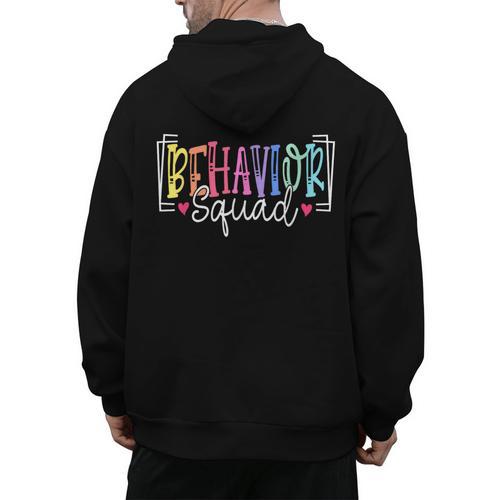 Behavior Squad Therapy Therapists Teachers Behavior Team Men's Hoodie Back Print - teacherstshirts.com UK